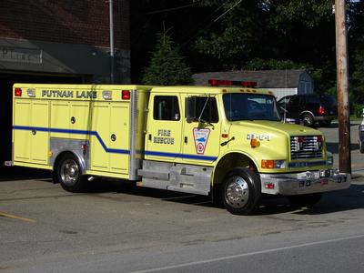 23-6-1: 1993 Gowans Knight rescue truck built on an International commercial chassis equipped with all the rescue tools to extricate a patient from a motor vehicle accident.
